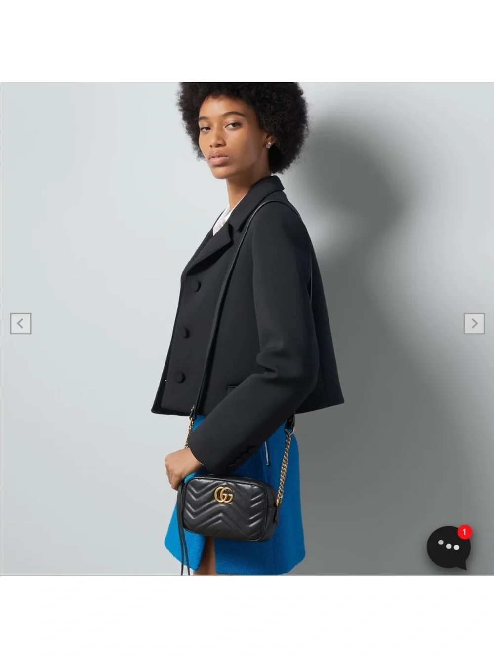 Gucci Black Chevron Matelassé GG Leather Crossbody Camera Bag